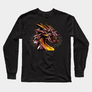 dragon head fire circle retro Long Sleeve T-Shirt